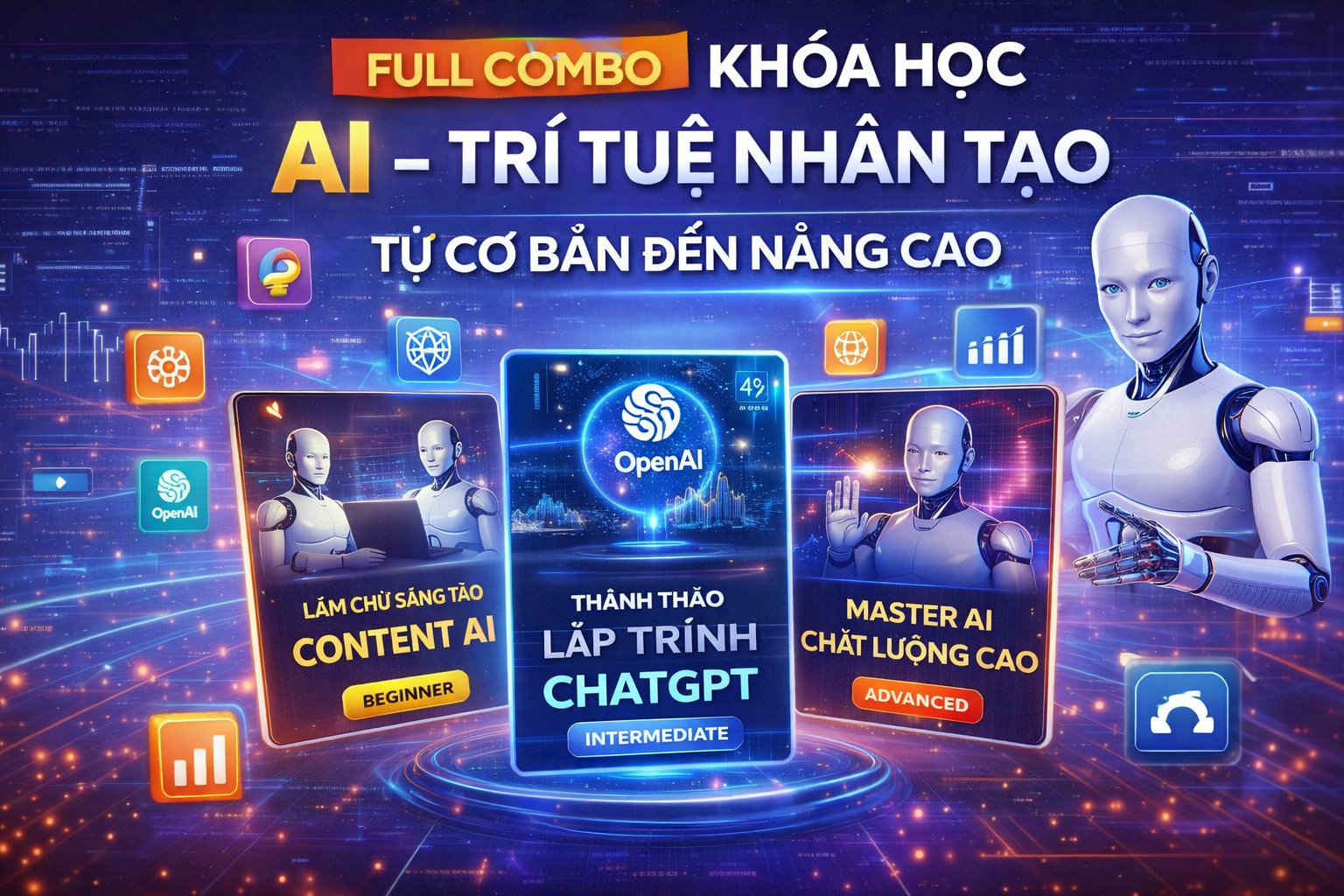Full Combo Khóa Học AI - Trí Tuệ Nhân Tạo Từ Cơ Bản Đến Nâng Cao