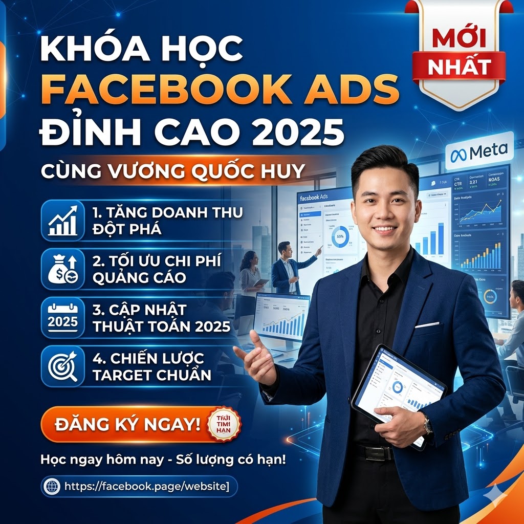 Khóa học Facebook Ads đỉnh cao 2025 – Làm chủ quảng cáo cùng Vương Quốc Huy (mới nhất)