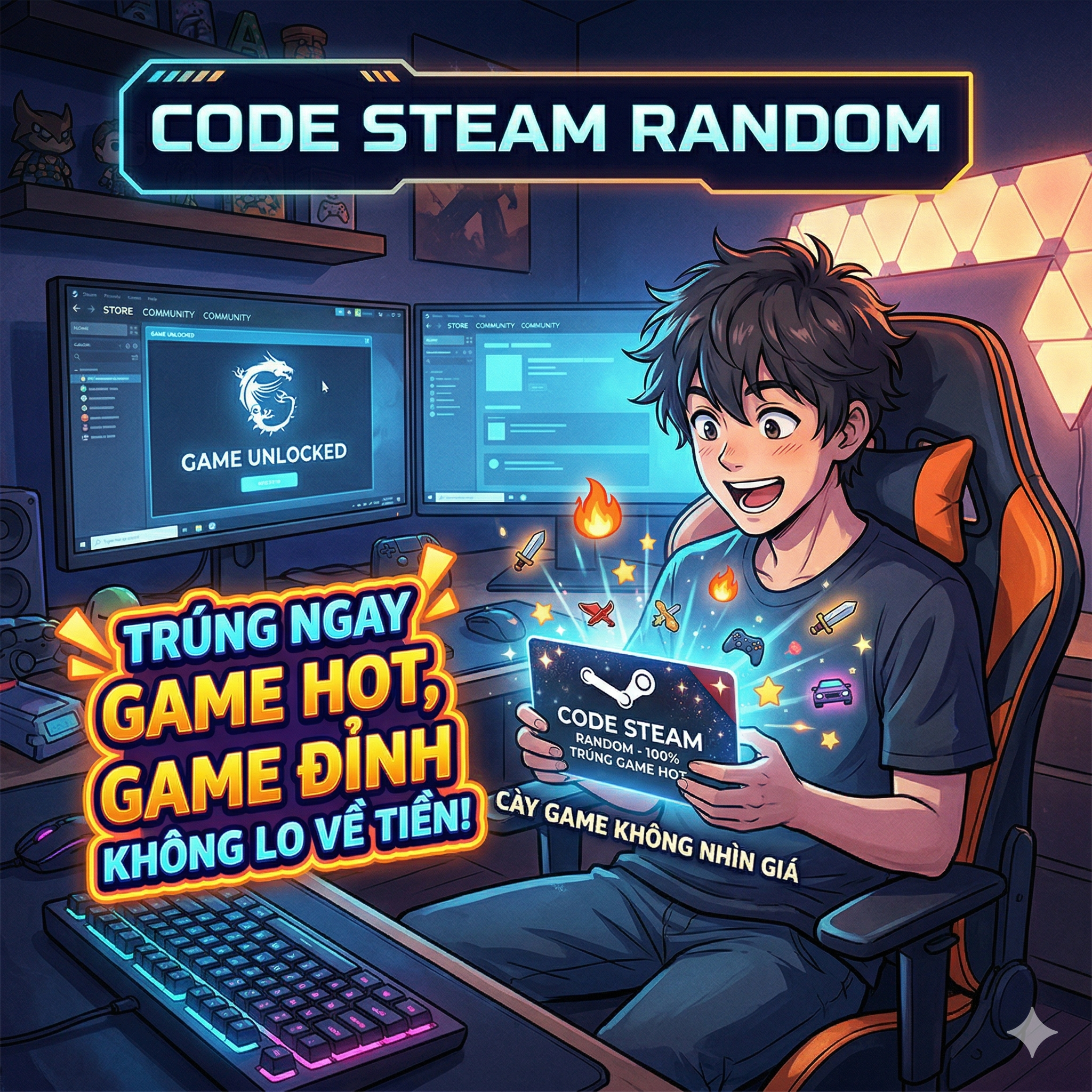Cày Game không nhìn giá với Code Steam Random - Trúng ngay game hot, game đỉnh không lo về tiền!