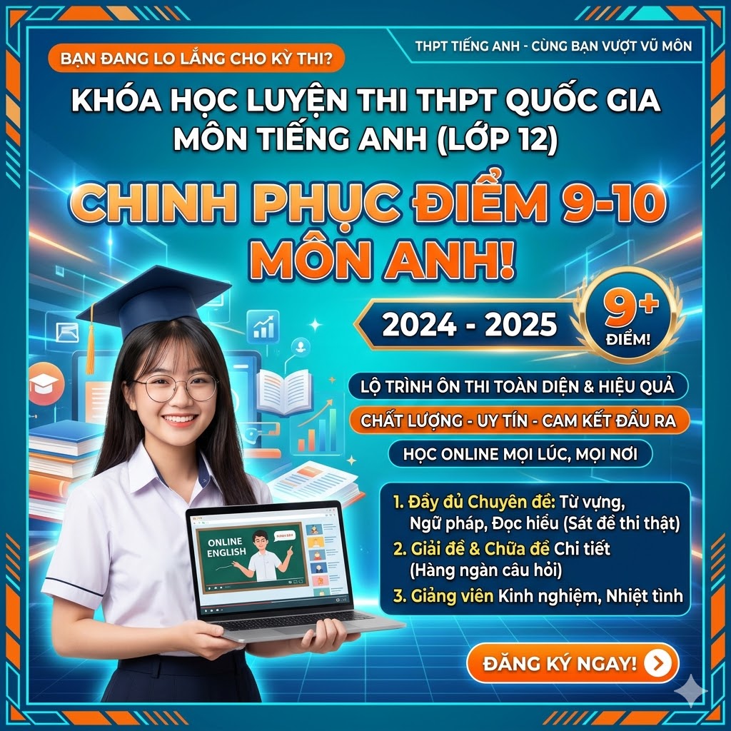 Chinh phục 8+ Tiếng Anh THPT Quốc Gia – Khóa học dành cho người muốn bứt phá điểm số!