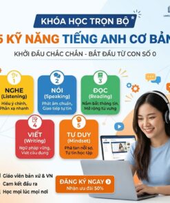 🚀 Combo 5 Kỹ Năng Tiếng Anh Cơ Bản – Học 1 Lần, Dùng Cả Đời